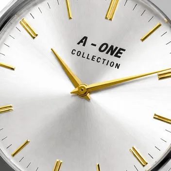 A ONE COLLECTION Executive Edition Metallic Sunburst Dial Stainless Steel Quartz Watch (AWAM 00271)