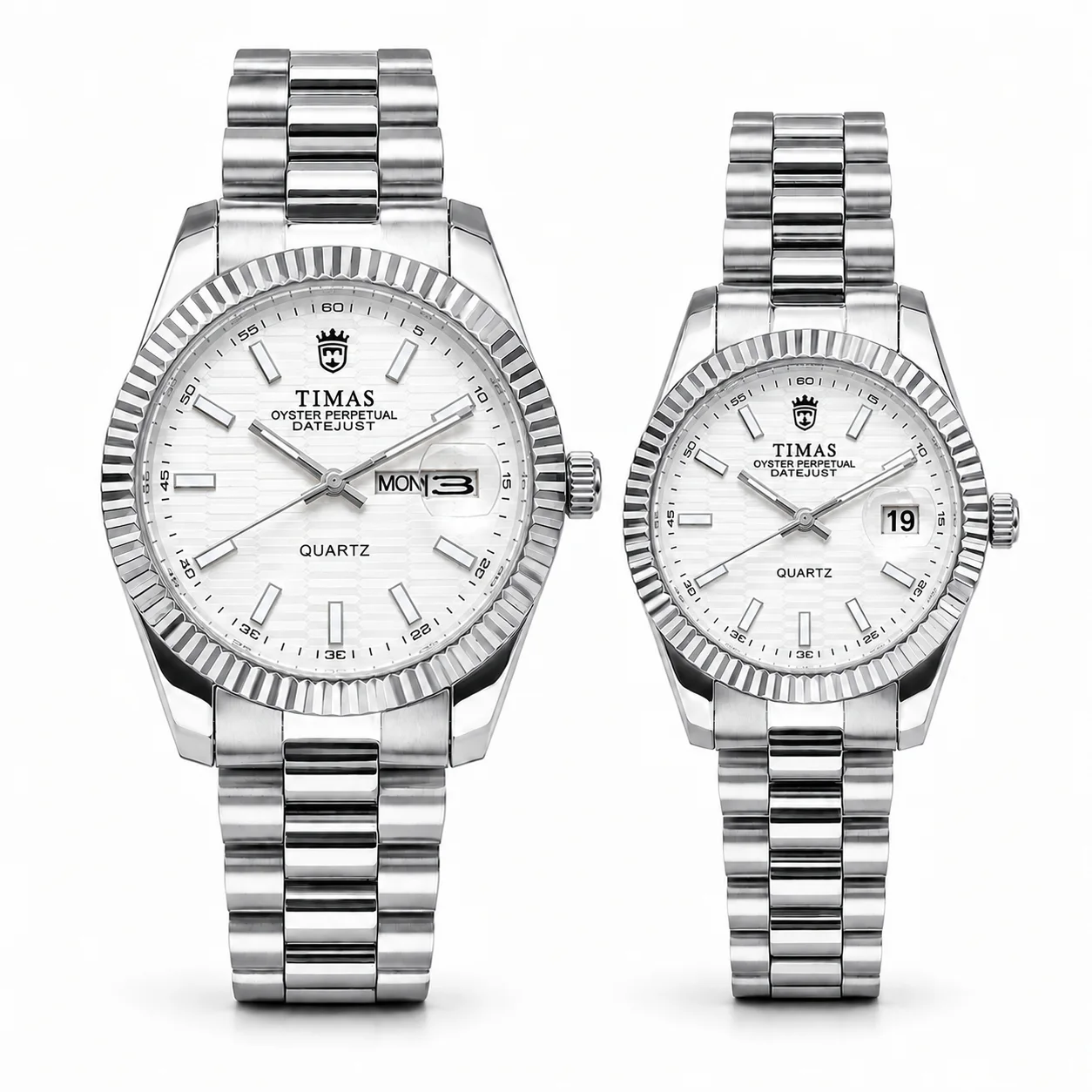 TIMAS Green Dial Couple Watch Set
