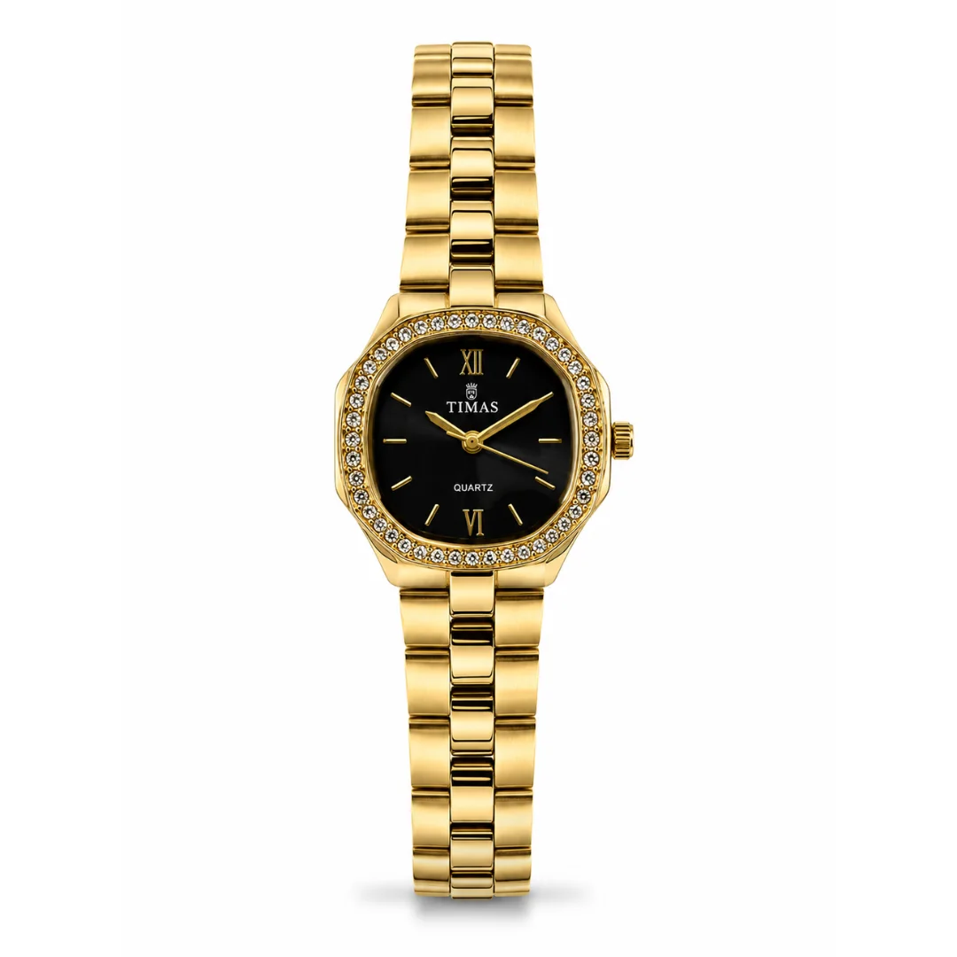 TIMAS Crystal Bezel Oval Cushion Women's Quartz Watch